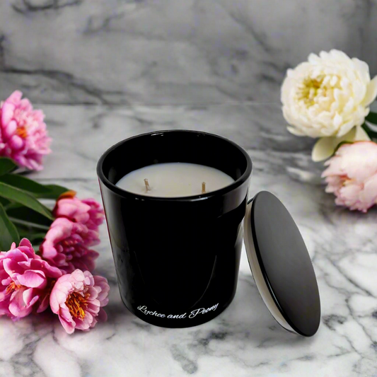 Lychee and Peony XL Black Candle
