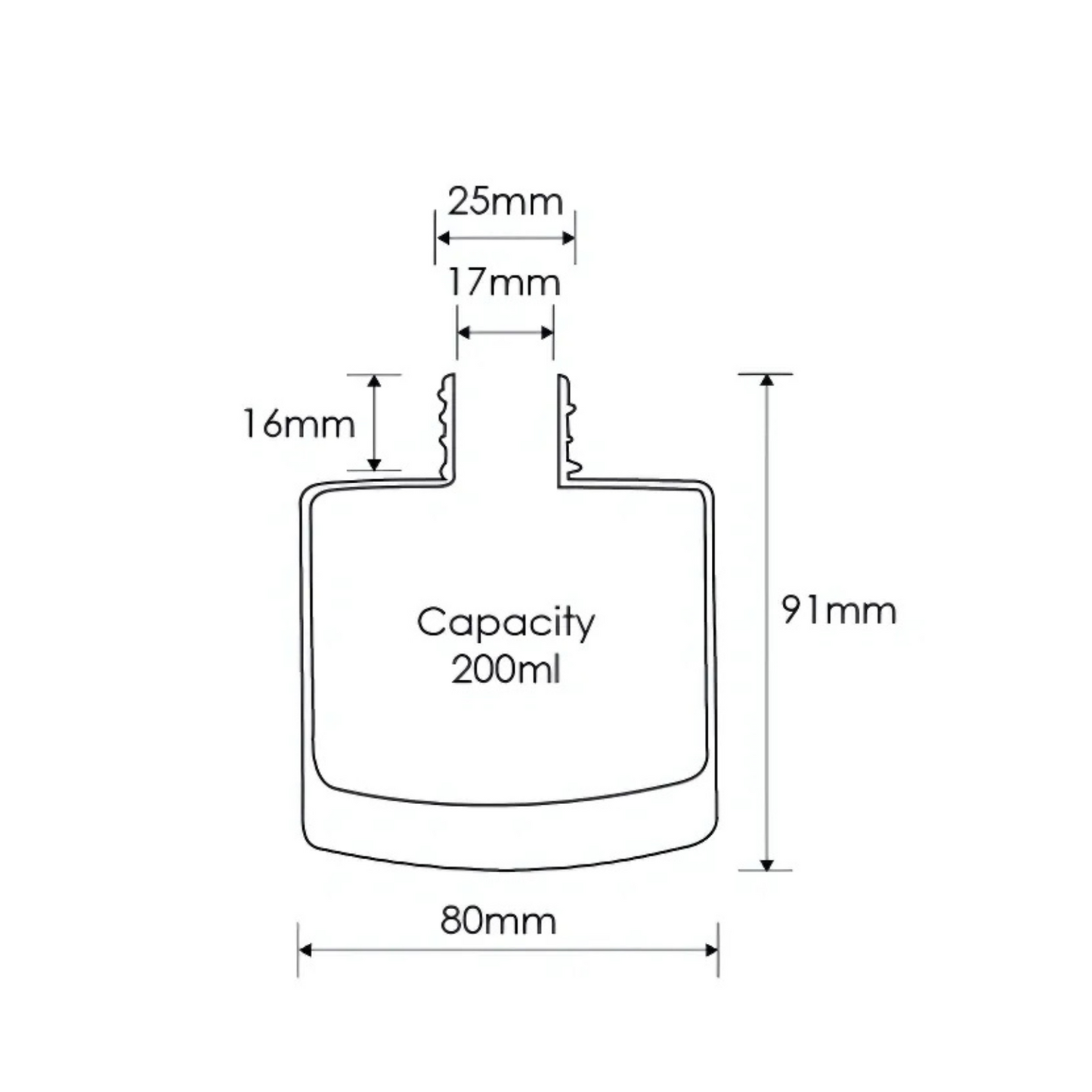Description of diffuser bottle dimensions