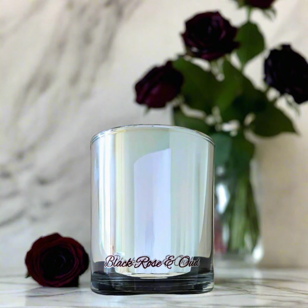 Black Rose & Oud - Large Metallic Silver Candle