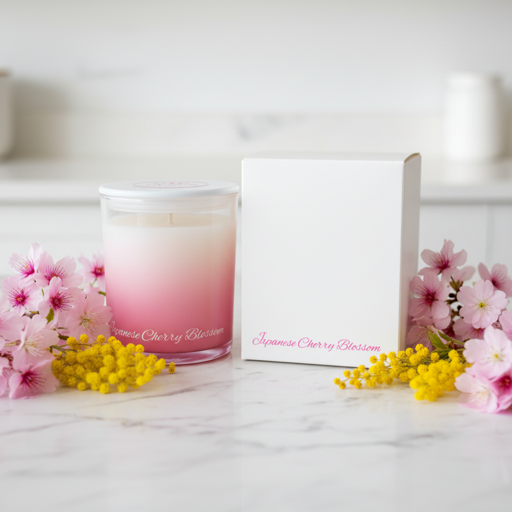 Japanese Cherry Blossom Soy and Coconut Candle – Elegant Blush Pink Vessel (285g) (Copy)