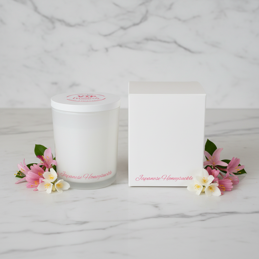 White candle with a lid and white box on a white background