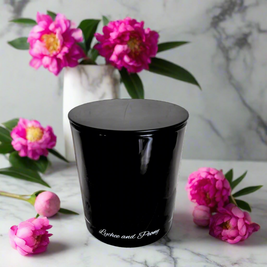 Lychee and Peony XL Black Candle