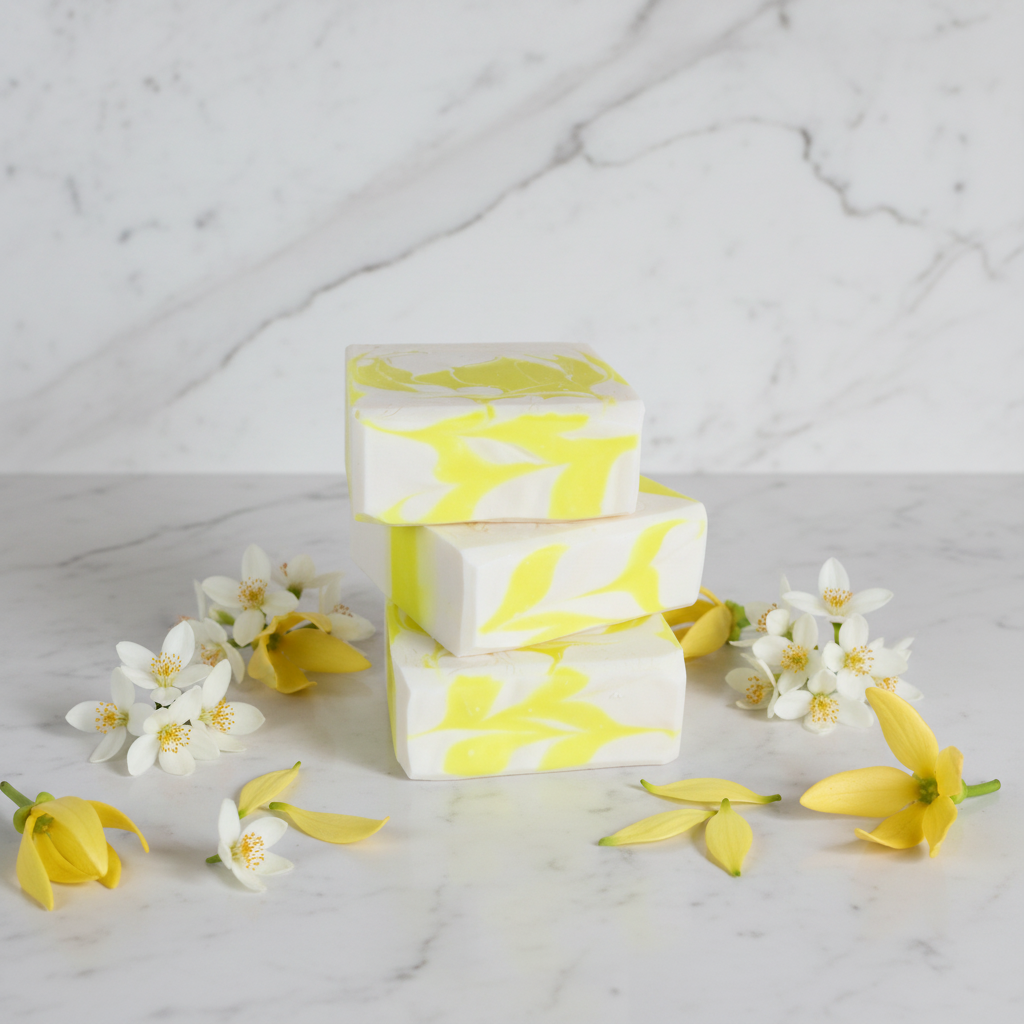 Three stacked rectangular blocks with a yellow and white pattern on a white background