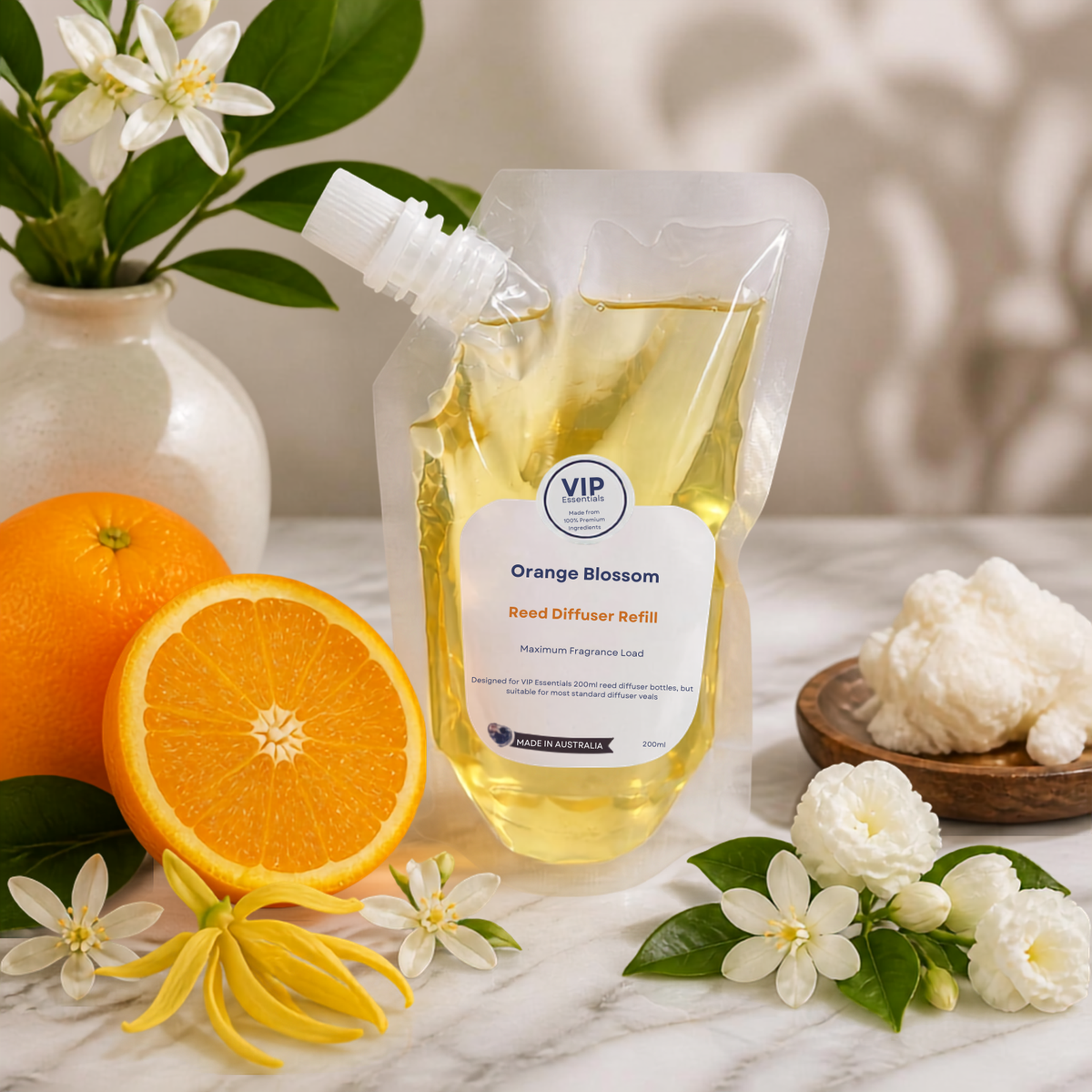 Orange Blossom & Vanilla – 200ml Reed Diffuser Refill Pouch