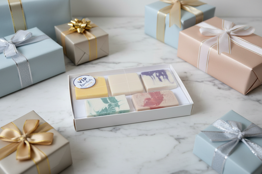 Luxurious 5 x Shea and Cocoa Butter Soaps Gift Box - Red Ribbons