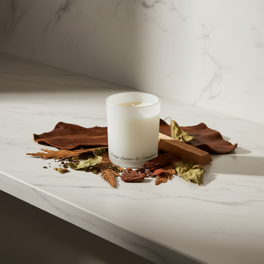 A frosted white glass jar candle with a single wick and cream-colored wax, featuring black cursive text near the base reading 'Nancy Brother & Sister', shown on a plain white background.
