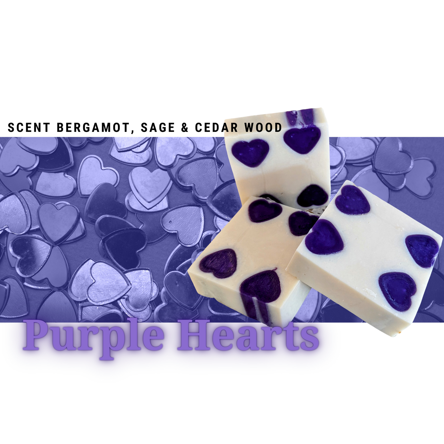 Bergamot, Sage & Cedar Wood - Shea Butter - Purple Hearts