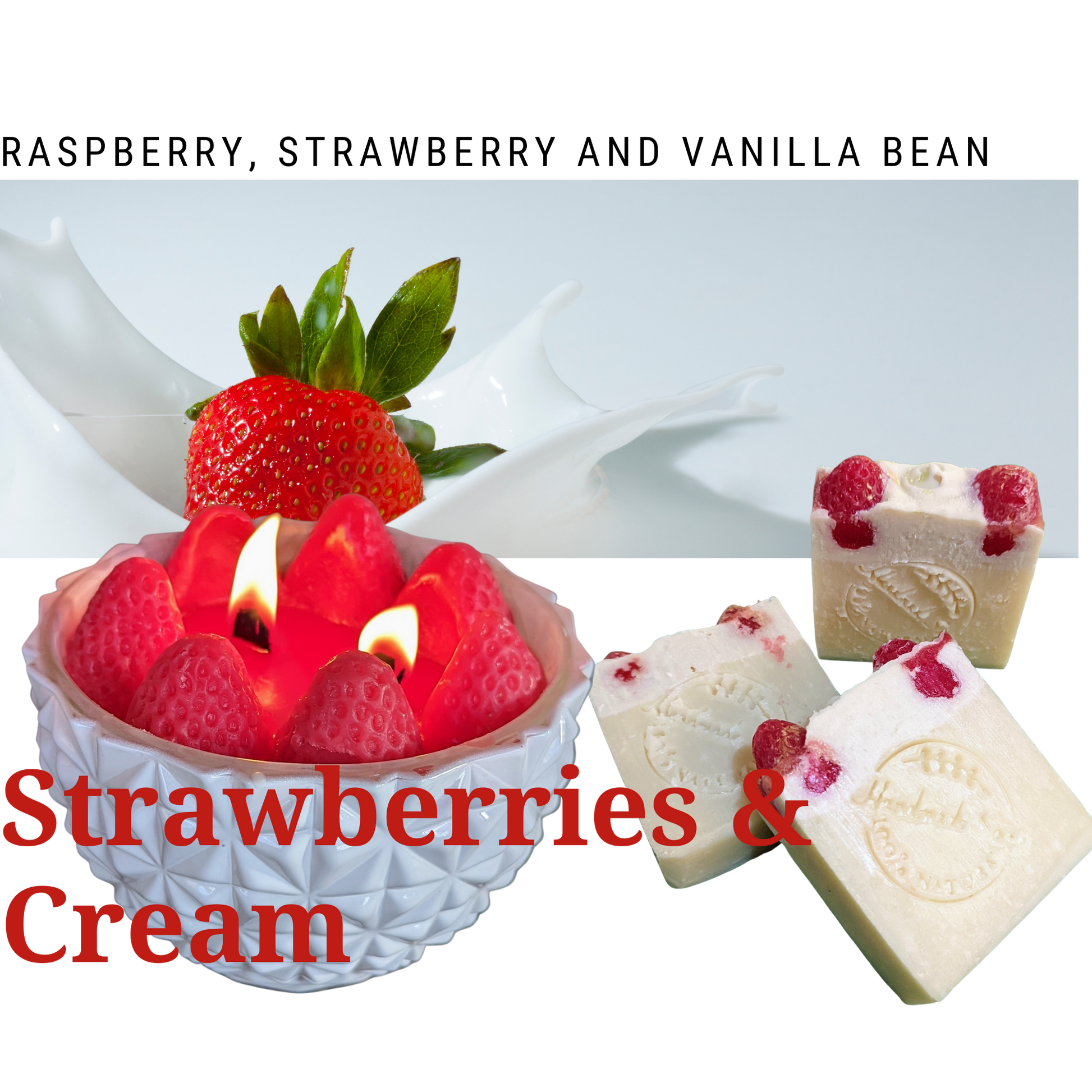 Strawberries and Cream Candle - White Large